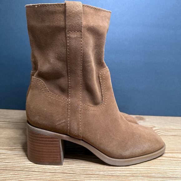 Steve Madden Romney Square Toe Western Suede Block Heel Boots Womens 7.5 - Picture 6 of 12